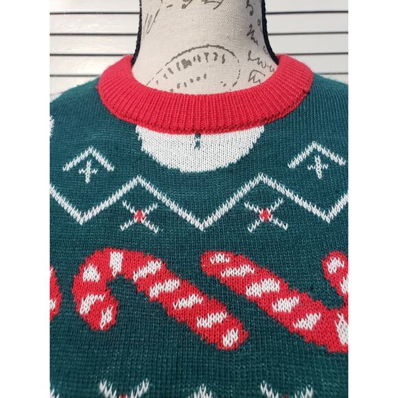 H&M Holiday Sweater Unisex Size XS Green Red Snow Business Christmas Jumper - Picture 2 of 9